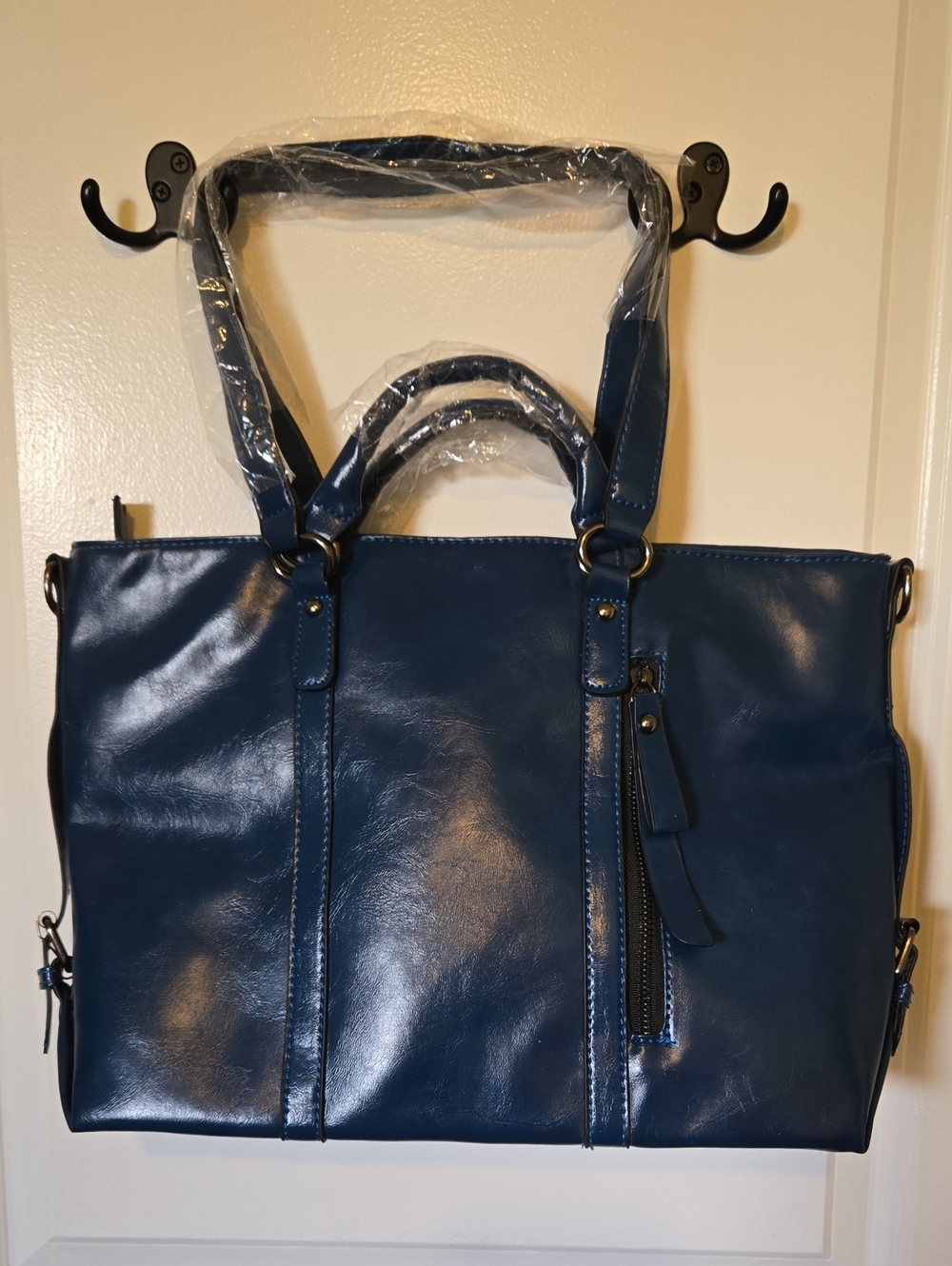 Classic Navy Tote Bag with Top Handles